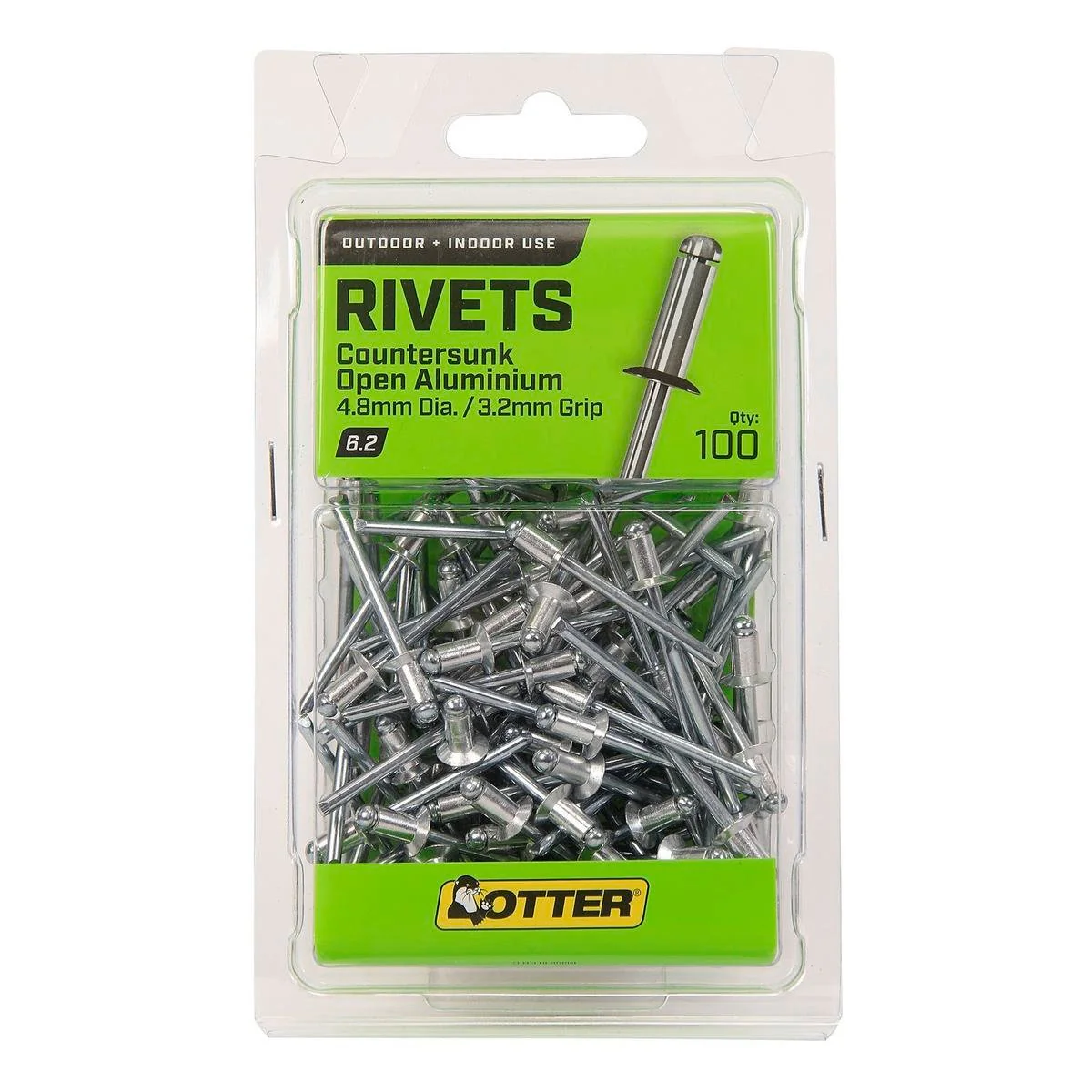 Otter Countersunk Aluminium Rivets 4.8 x 3.2mm - 100 Pack - Durable & Corrosion Resistant