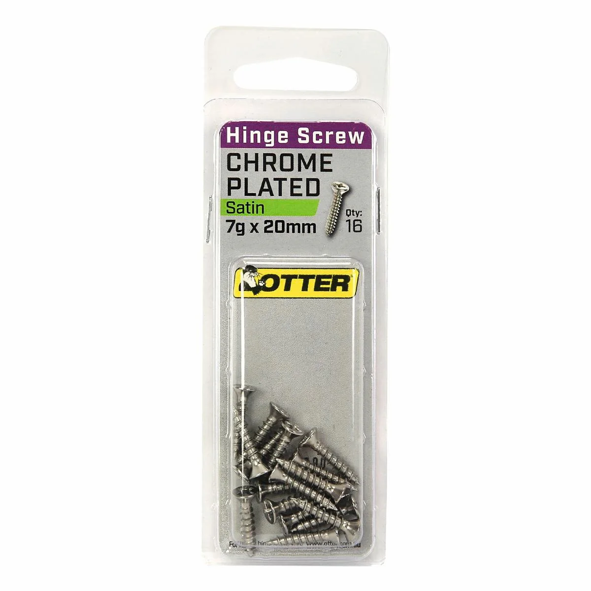 Otter Satin Chrome Hinge Screws 7 x 20mm - 16 Pack