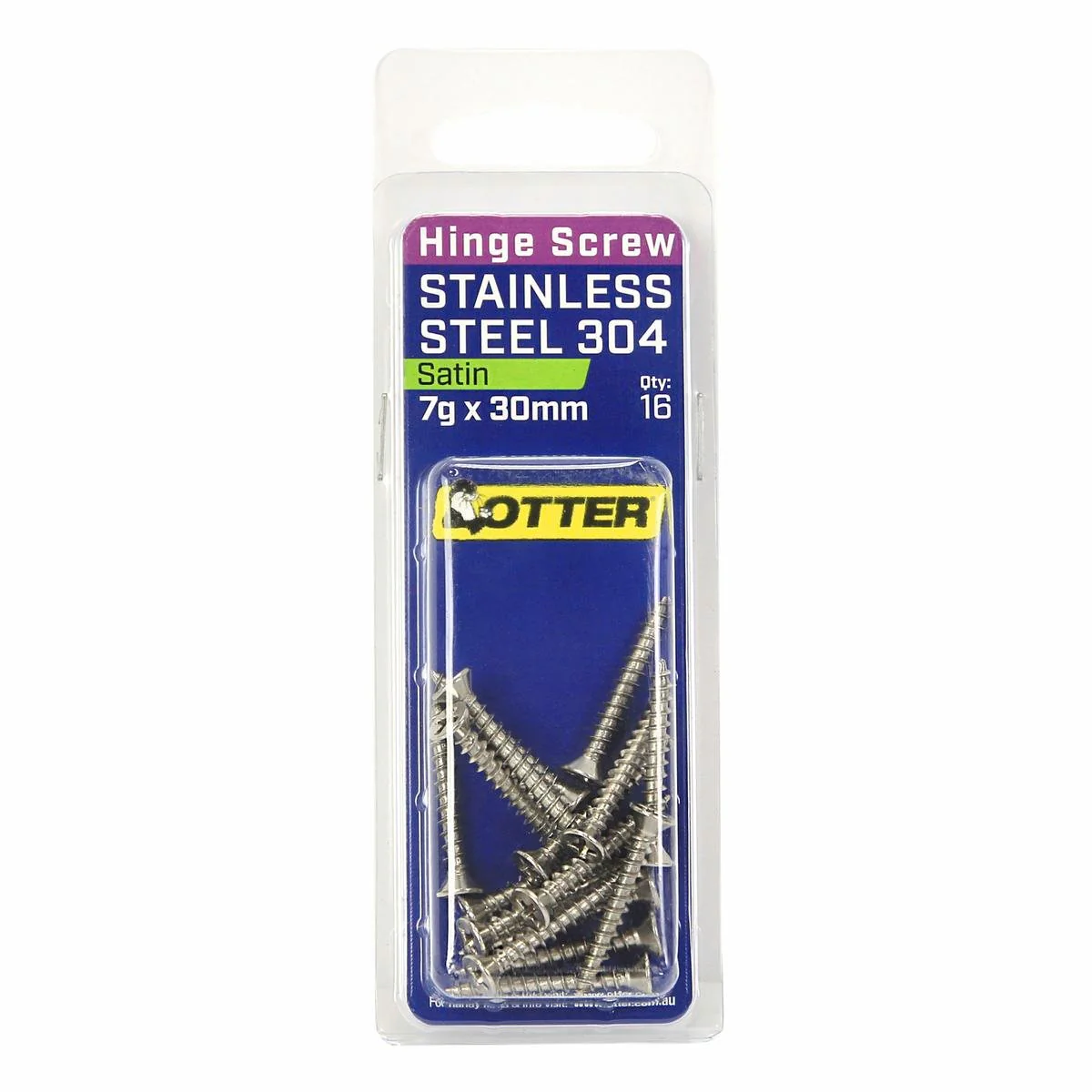 Otter Satin Stainless Steel 304 Hinge Screws 7 x 30mm 16 Pack