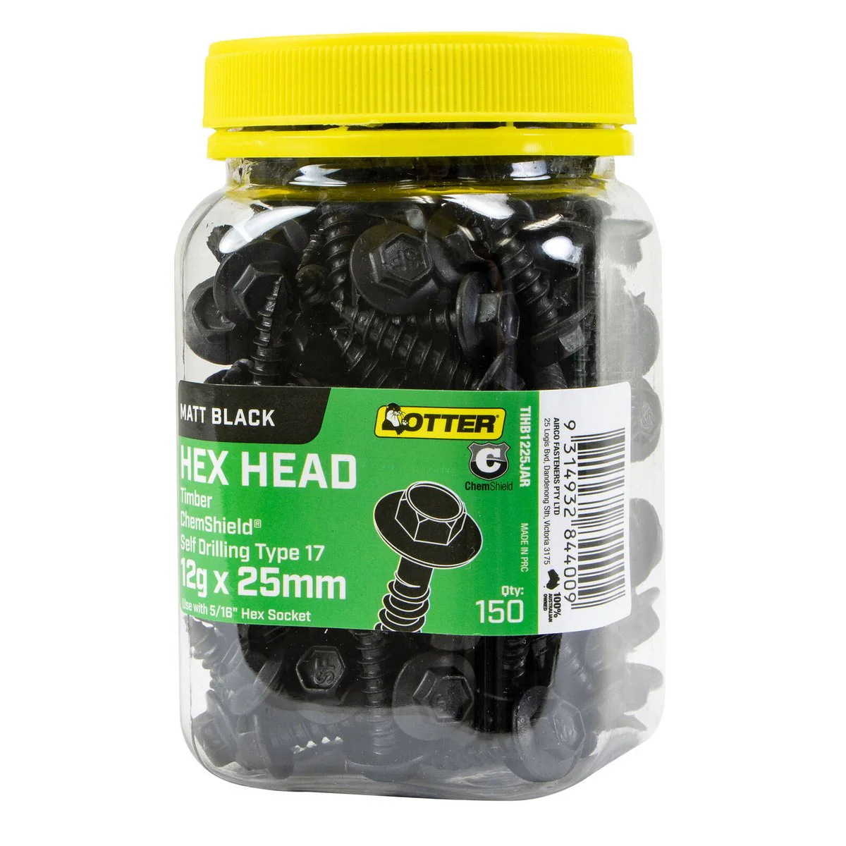 Otter Timber Hex Head Screws 12g x 25mm - 150 Pack - Self-Drilling - Chemshield - Image 2