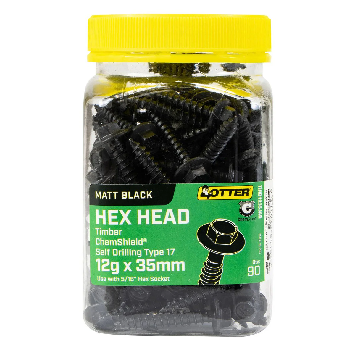 Otter Timber Hex Head Screws 12g x 35mm - 90 Pack - Galvanised - Corrosion Resistant