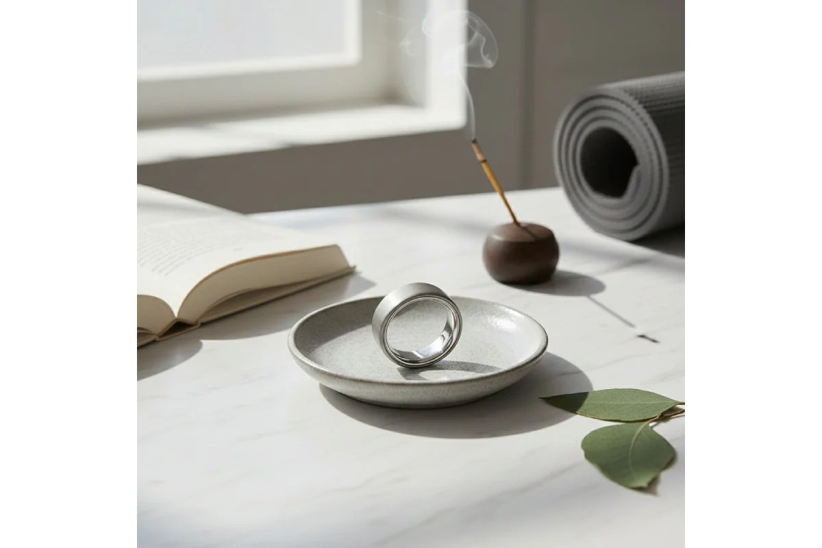 Oura Ring 4 Wellness Tracker - Brushed Silver, Size 13, Titanium Design - Image 3