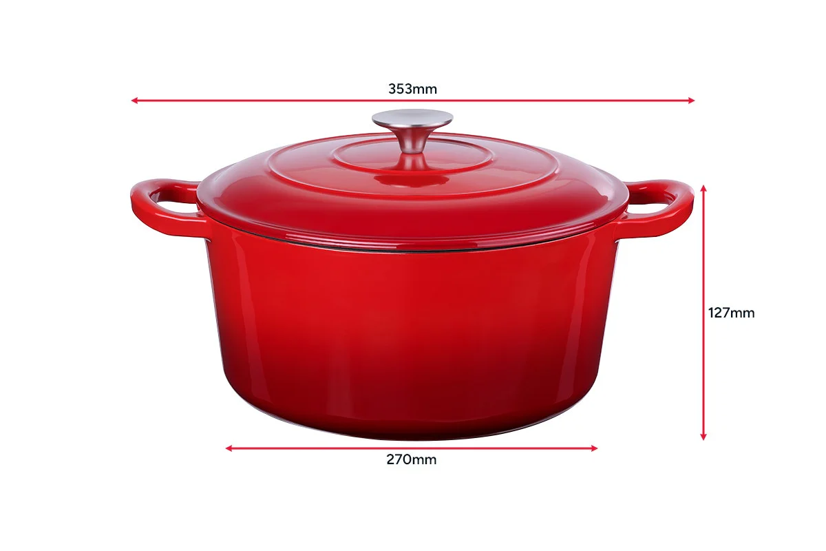 Ovela 5.6L Red Cast Iron Casserole for Hearty Family Meals - Image 13