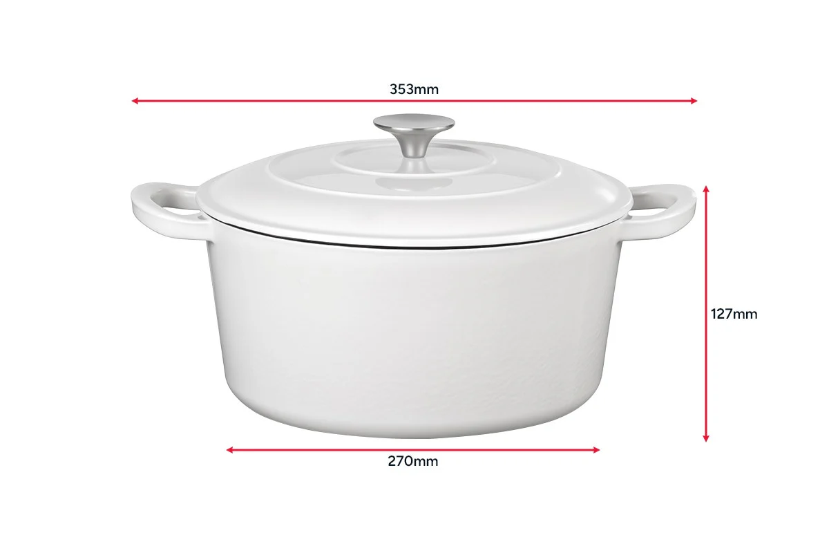 Ovela 5.6L White Cast Iron Round Casserole for Hearty Family Meals - Image 13