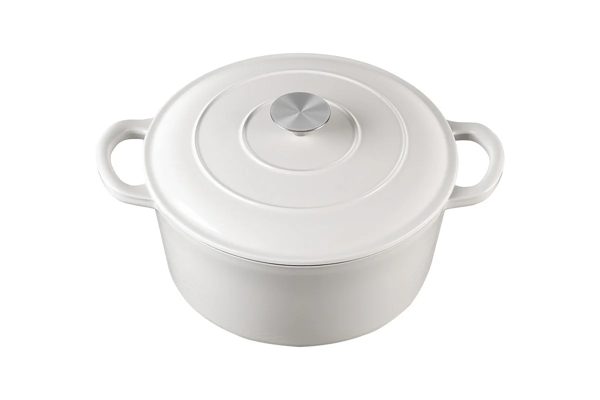 Ovela 5.6L White Cast Iron Round Casserole for Hearty Family Meals - Image 7