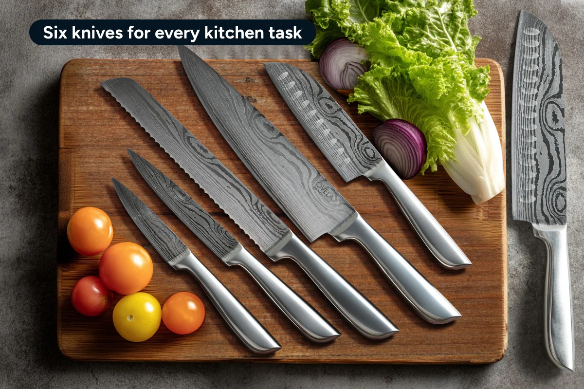 Ovela 7-Piece Japanese Steel Knife Set with Magnetic Block - Image 7