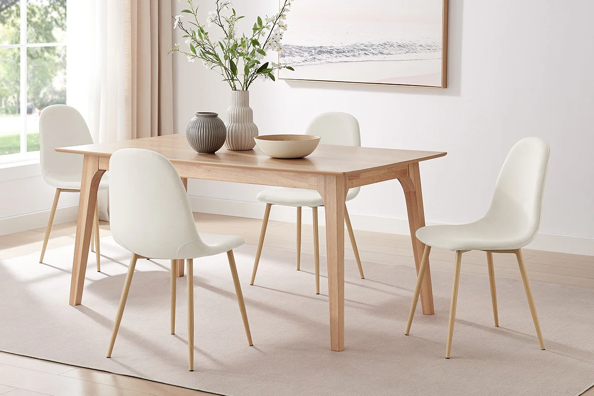 Ovela Lucas Set of 4 Stylish Beige Dining Chairs with Metal Legs - Image 3