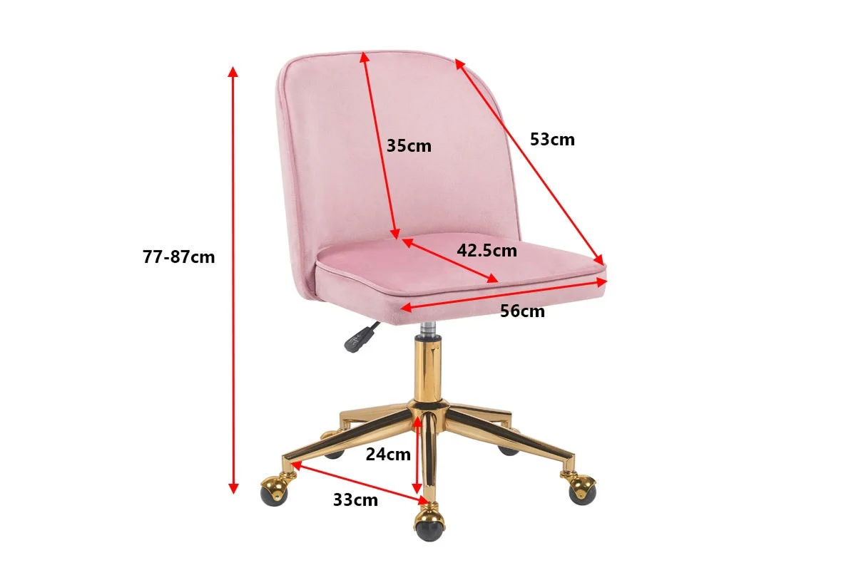 Ovela Monty Velvet Office Chair in Blush - Stylish & Adjustable Comfort - Image 13
