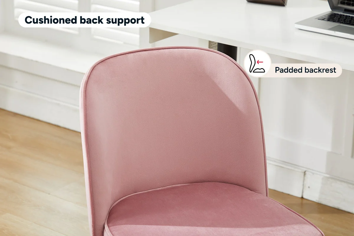 Ovela Monty Velvet Office Chair in Blush - Stylish & Adjustable Comfort - Image 6