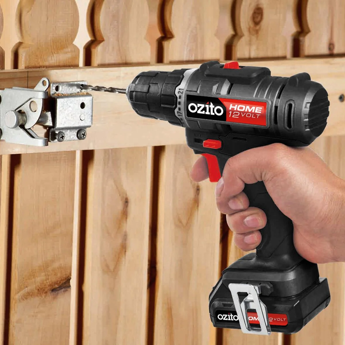 Ozito 12V Cordless Drill Driver Kit - 1.5Ah Battery - Compact - Black & Red - Image 3
