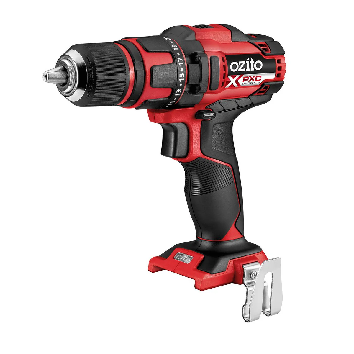 Ozito Pxc 18V Cordless Drill Driver 13mm - Red Black Silver - Skin Only