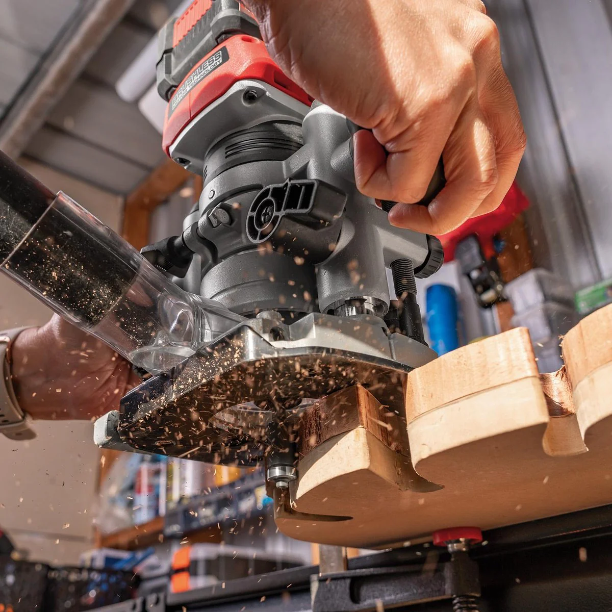 Ozito PXC 18V Cordless Brushless Plunge Router PXBPRS 018 - 250mm x 250mm x 160mm - Precision Control - Image 3