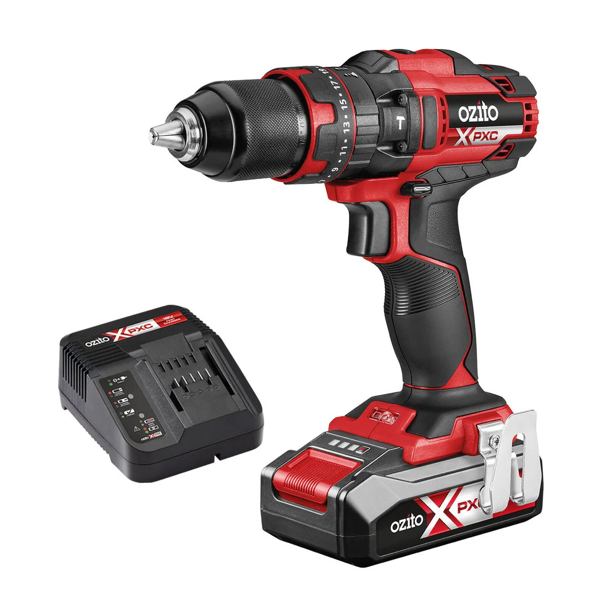 Ozito PXC 18V Hammer Drill Kit PXHDK 250 - 2.5Ah Battery - 13mm Chuck - Lightweight