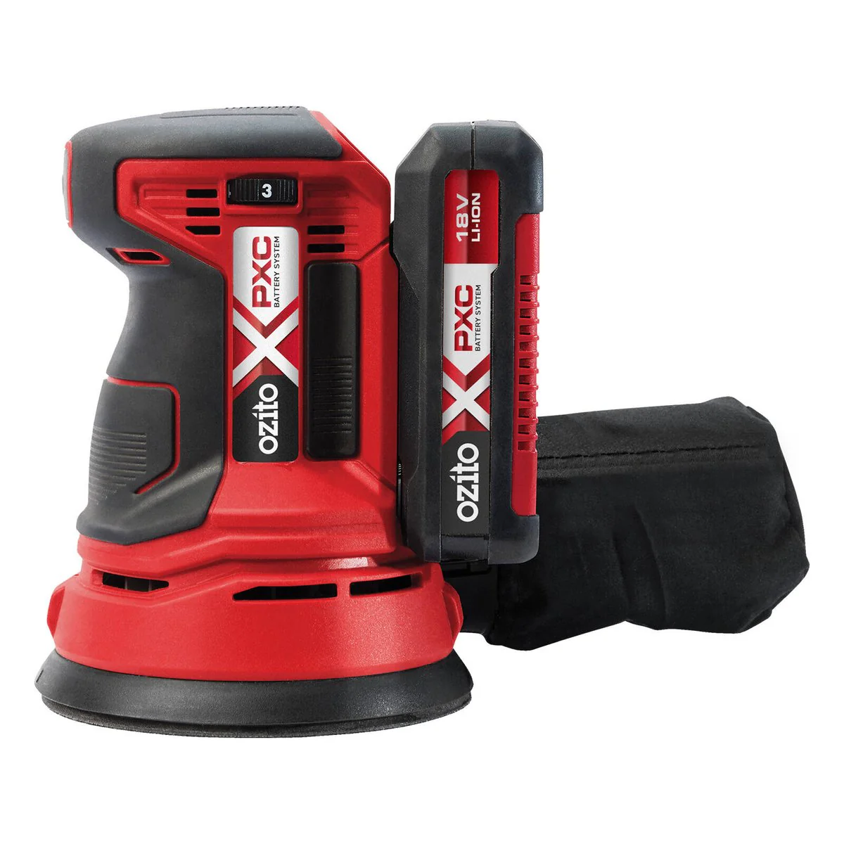 Ozito PXC 18V Random Orbital Sander Kit PROK 200 - 2.0Ah Battery - 175mm x 148mm x 240mm - Image 3