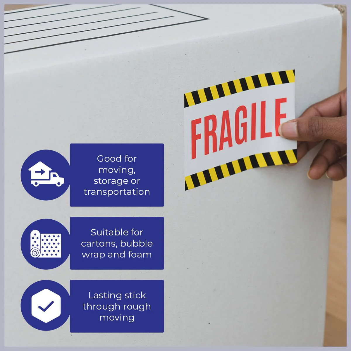 Packz Fragile Labels 110 x 75mm - 60 Pack - Strong Adhesive - Easy Application - Image 4