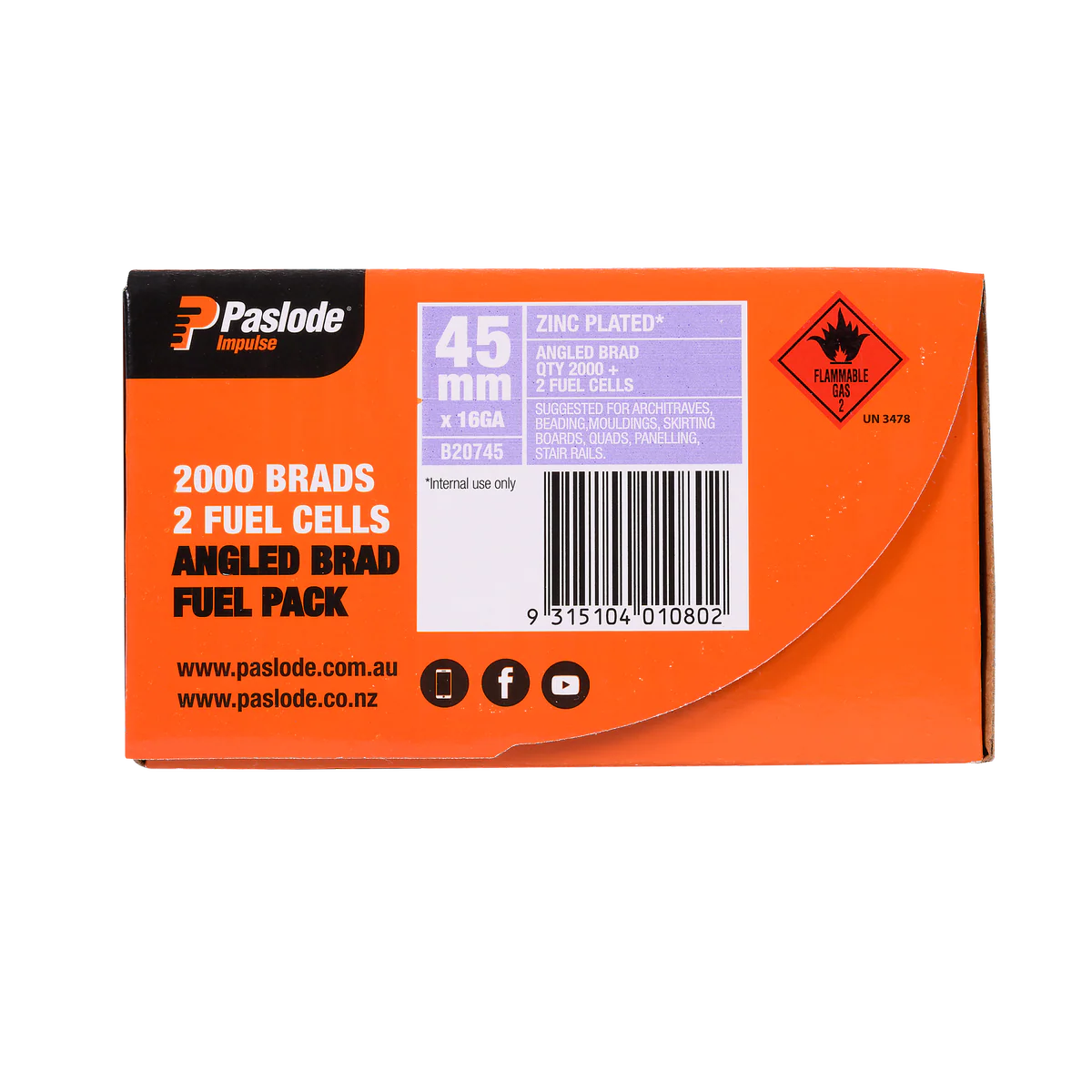 Paslode Angle Brad - 45mm - Zinc Plated - Glue Collation - 2000 Pack - Image 2