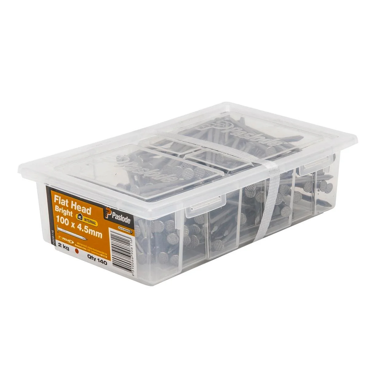 Paslode Flat Head Nails - 100 x 4.5mm - Bright Steel - 2kg - 140 Pack