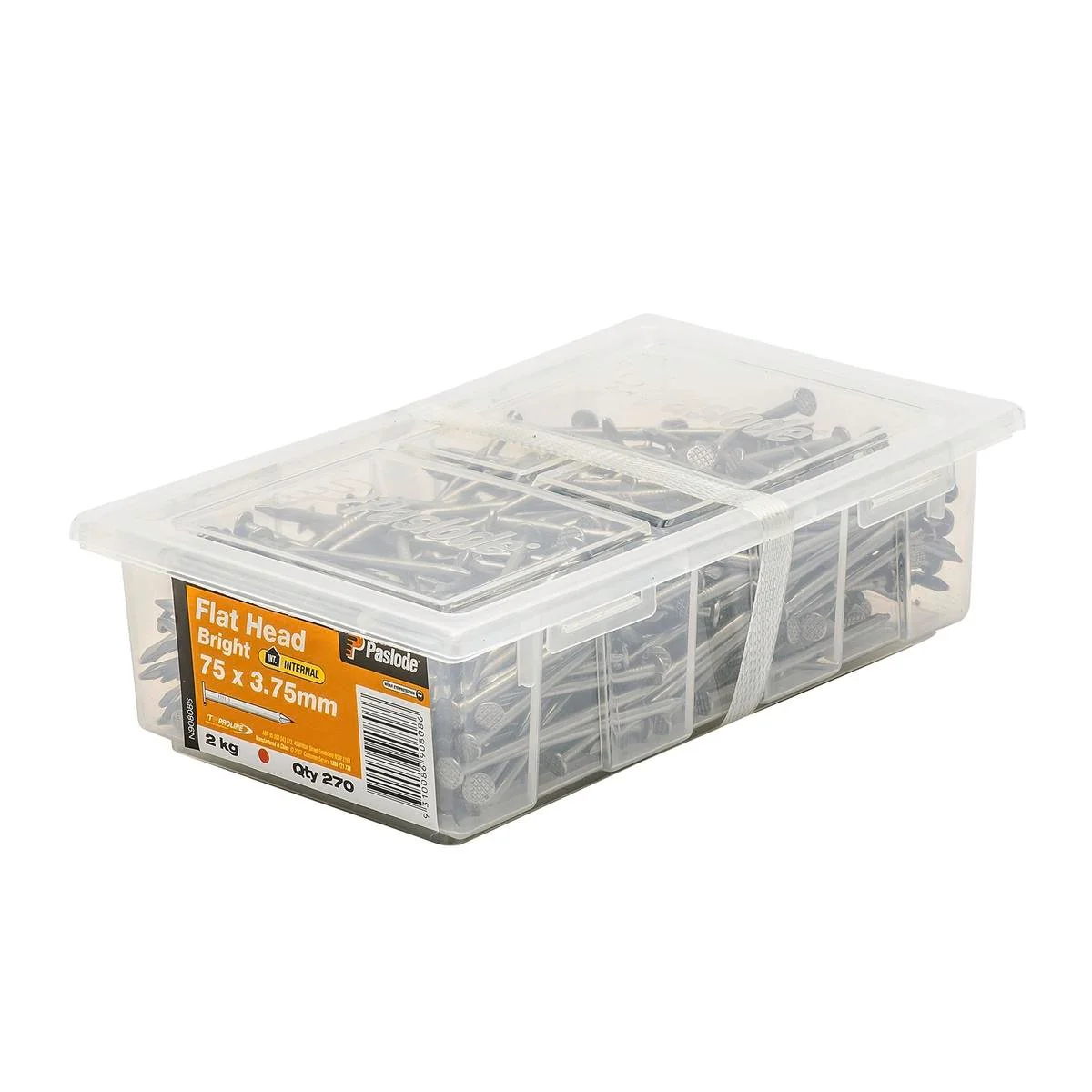 Paslode Flat Head Nails 75mm Bright Steel 2kg 270 Pack