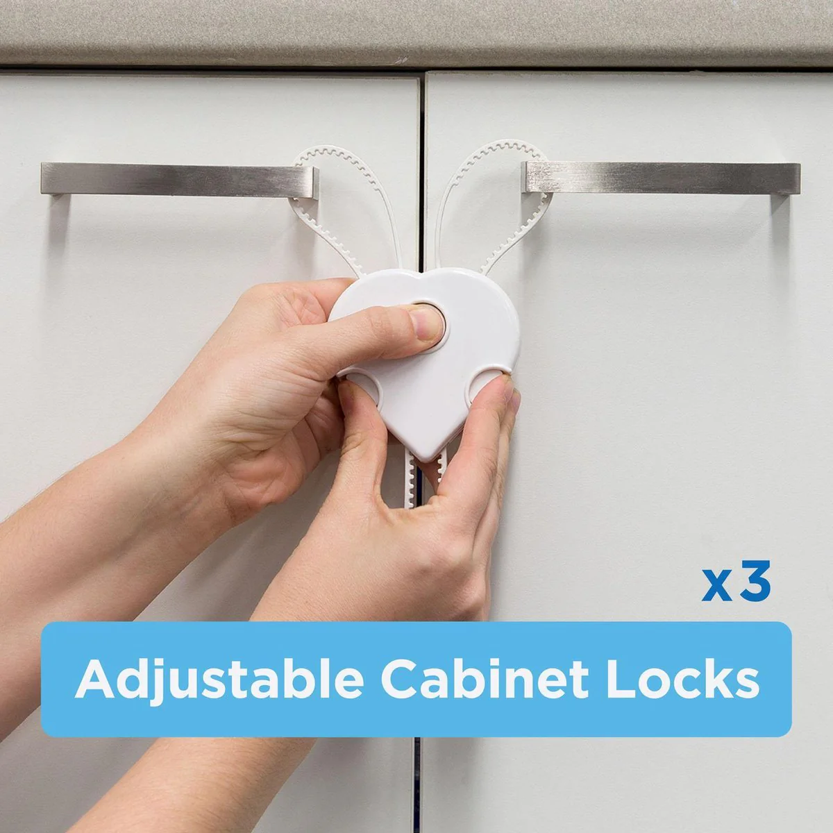 Perma Child Safety Adjustable Cabinet Locks - Plastic - 3 Pack - Easy to Operate - Image 2