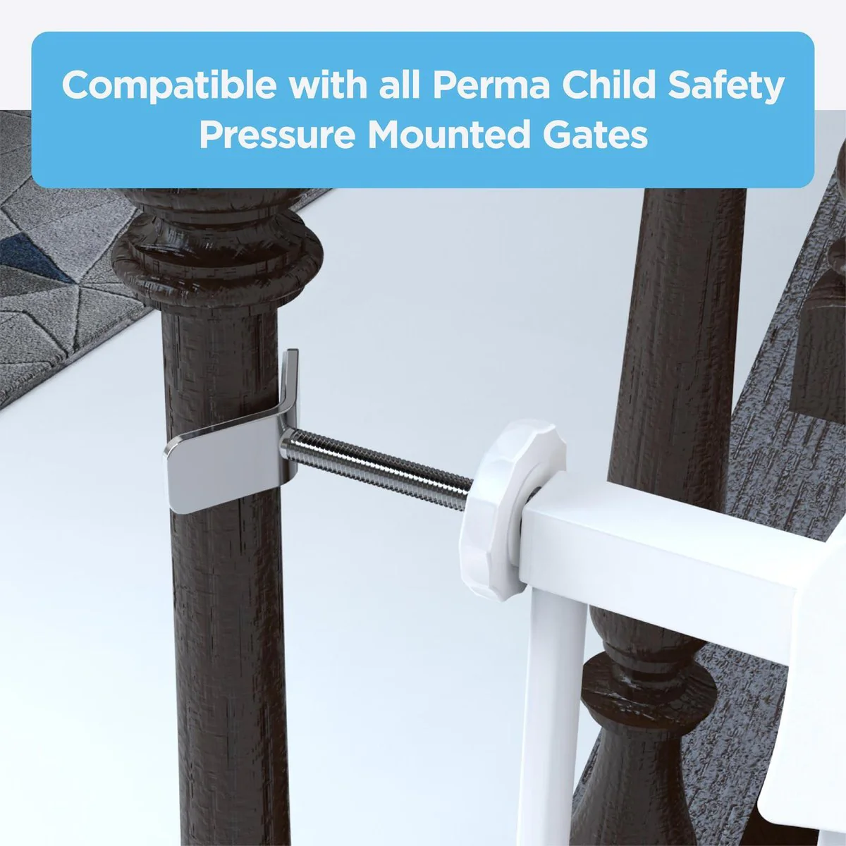 Perma Child Safety Bannister Adapter - 2 Pack - Steel - Adjustable - Image 3