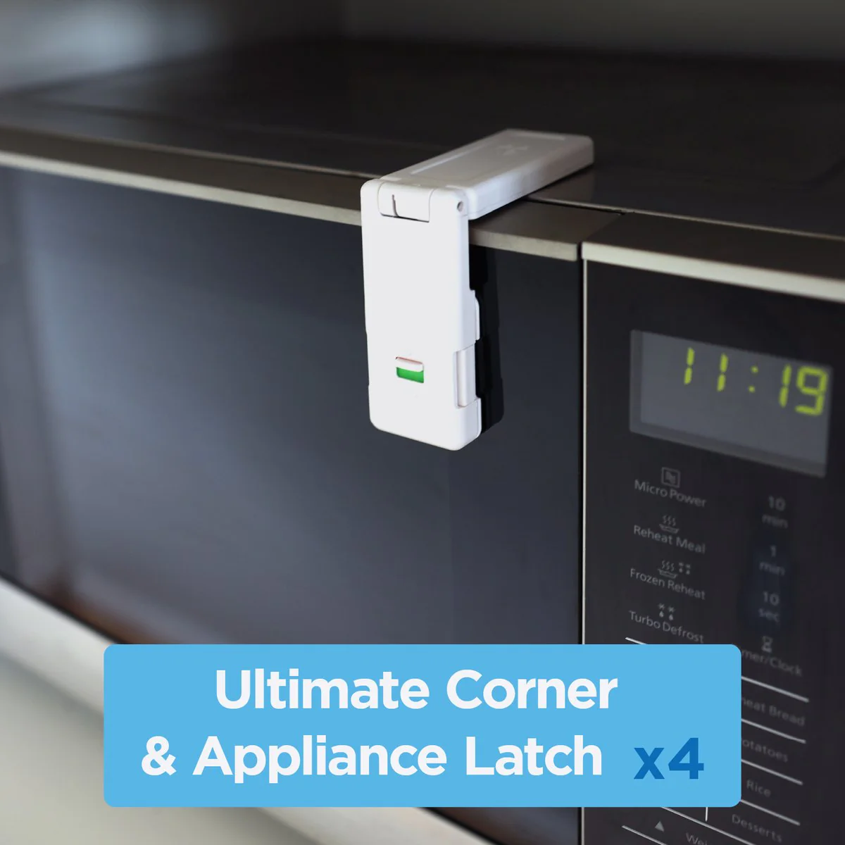 Perma Child Safety Ultimate Corner and Appliance Lock 4 Pack - 115mm x 92mm - Self-Adhesive - Image 2