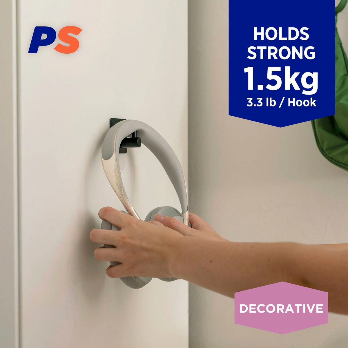 Permastik Deco Hooks - 2 Pack - Stainless Steel - Matte Black - Image 2