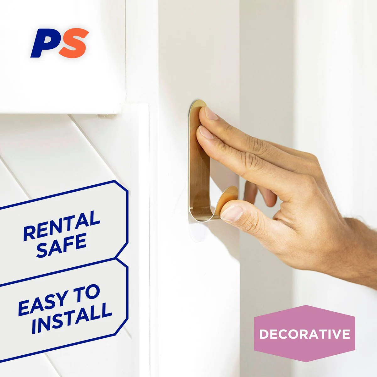 Permastik Large Brass Metal Hook - 1 Pack - Holds 2kg - Easy Application - Image 3