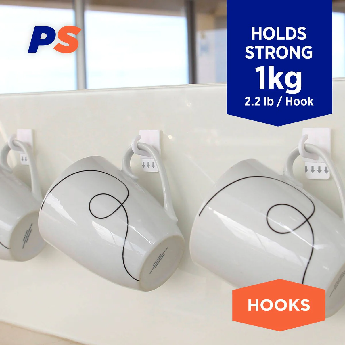 Permastik Mug Hooks - 10 Pack - Plastic - Removable Adhesive - Image 2