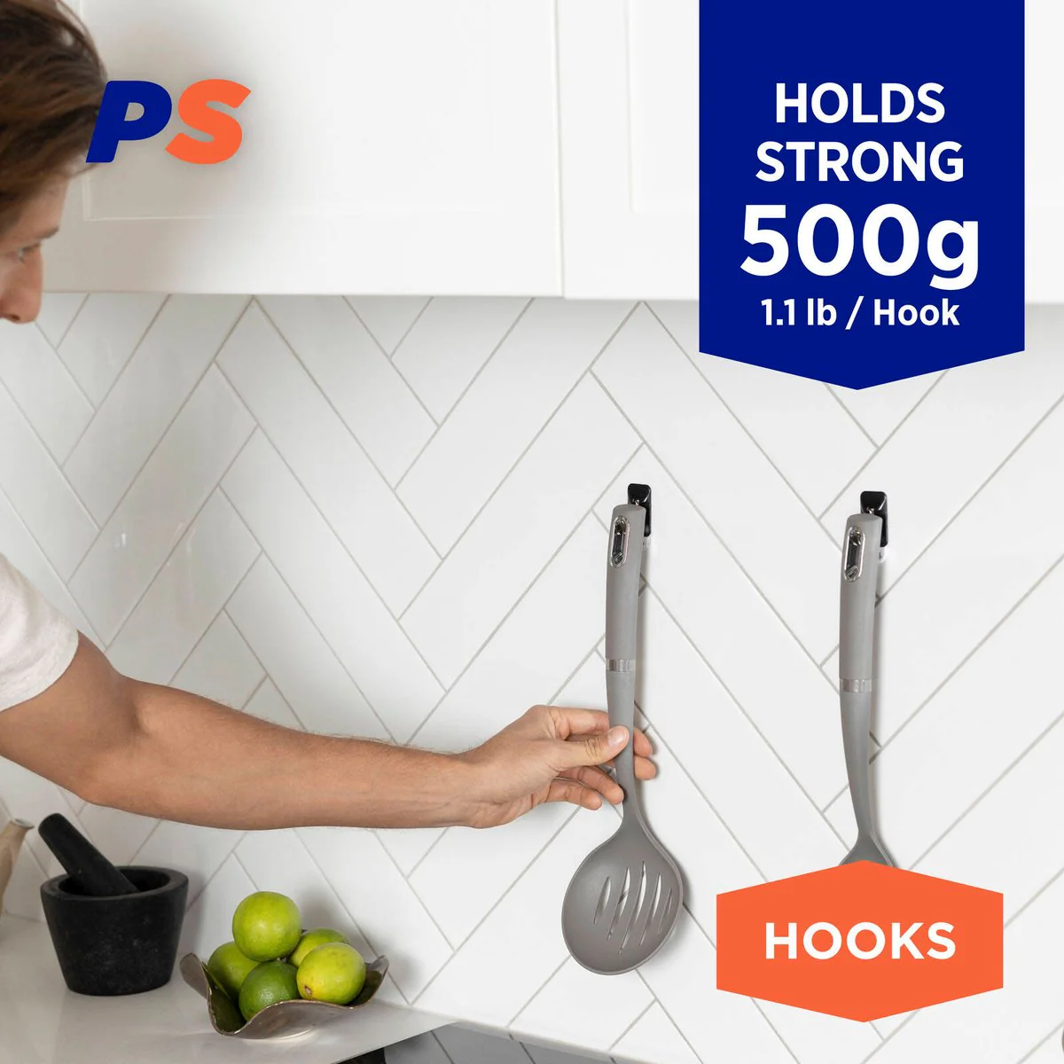 Permastik Small Black Kitchen Hooks 9 Pack - 22mm x 40mm - Holds 500g - Image 2