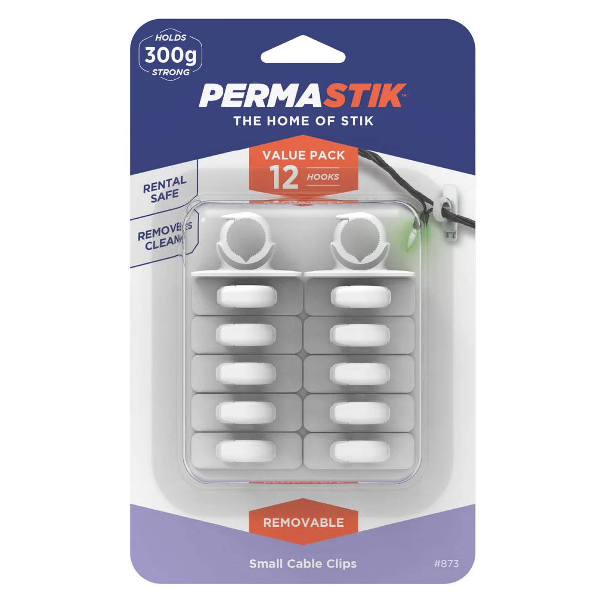 Permastik Small Cable Clips - 12 Pack - Plastic - Easy To Apply