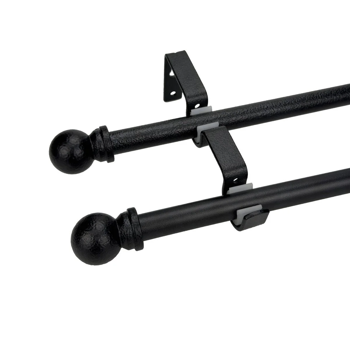 Pillar 16 25mm Black Double Universal Curtain Rod Bracket - 1 Pair - Adjustable Support for Sheer & Blockout Curtains - Image 2