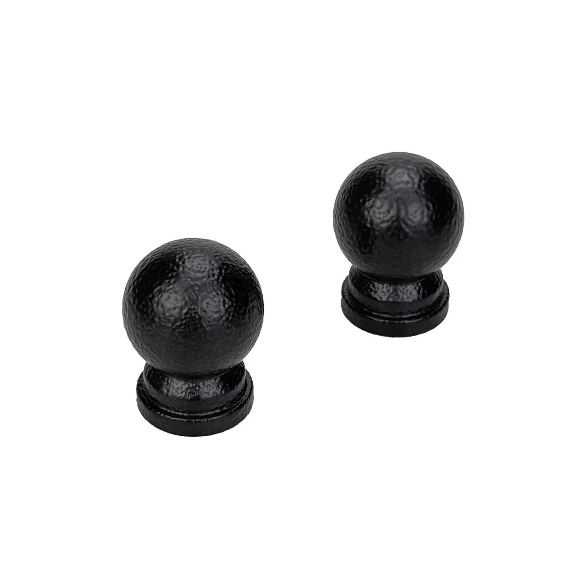 Pillar 16mm Black Ball Curtain Rod Finials - 2 Pack - 70mm - Secure Fit