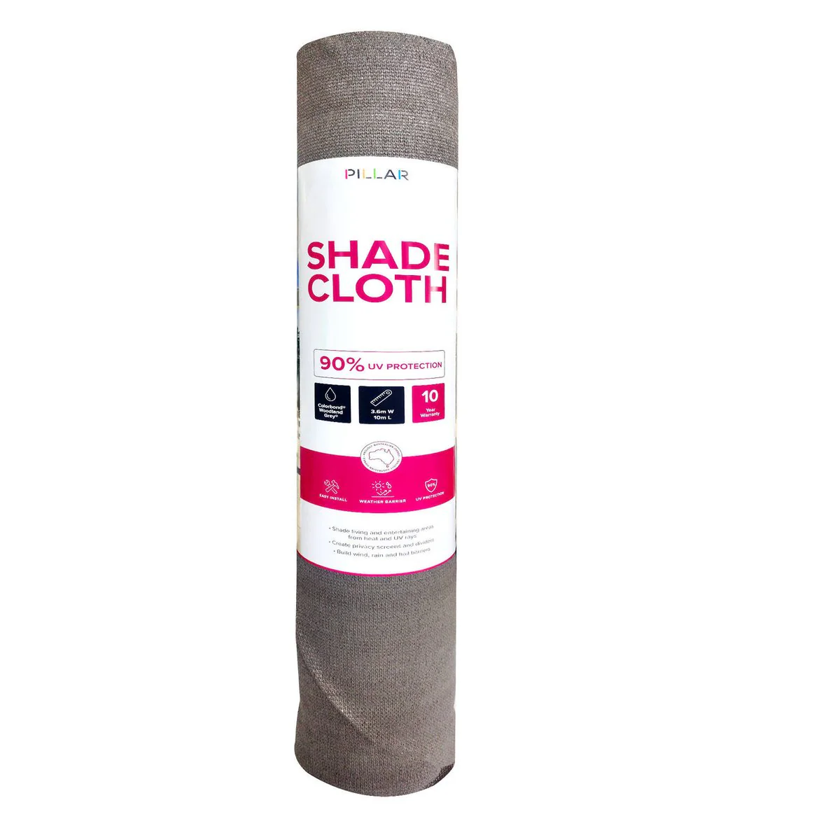 Pillar 3 Shade Cloth - 66 x 10m - Woodland Grey - 90% UV Protection