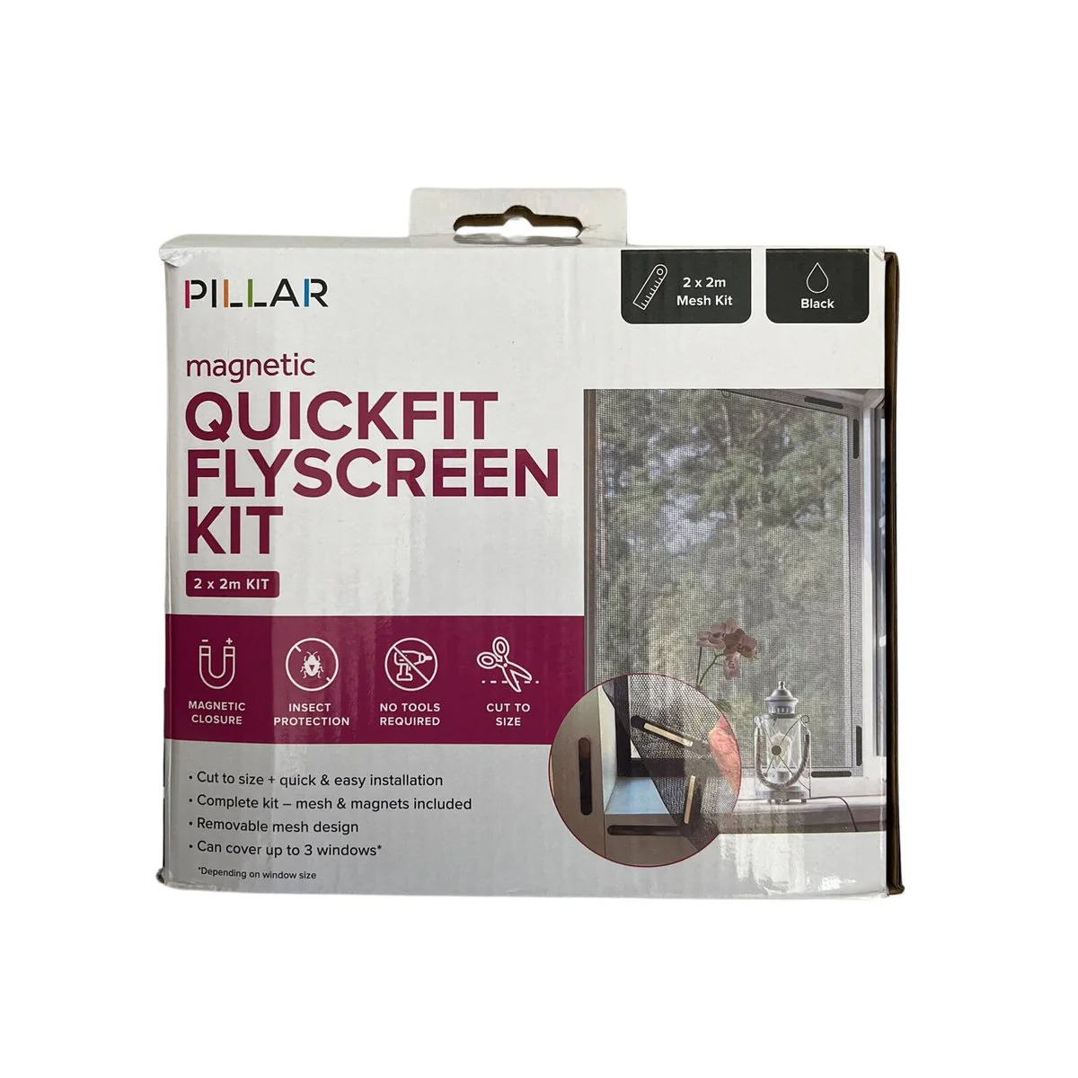 Pillar Magnetic Flyscreen Kit - 2 x 2m - Black - Insect Control - Easy Install