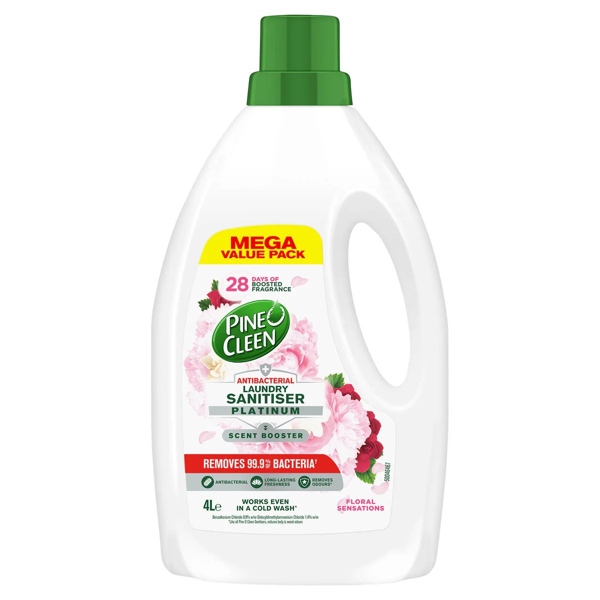 Pine O Cleen Antibacterial Laundry Sanitiser 4L - Floral Sensations - 99.9% Bacteria Removal - Long-Lasting Freshness