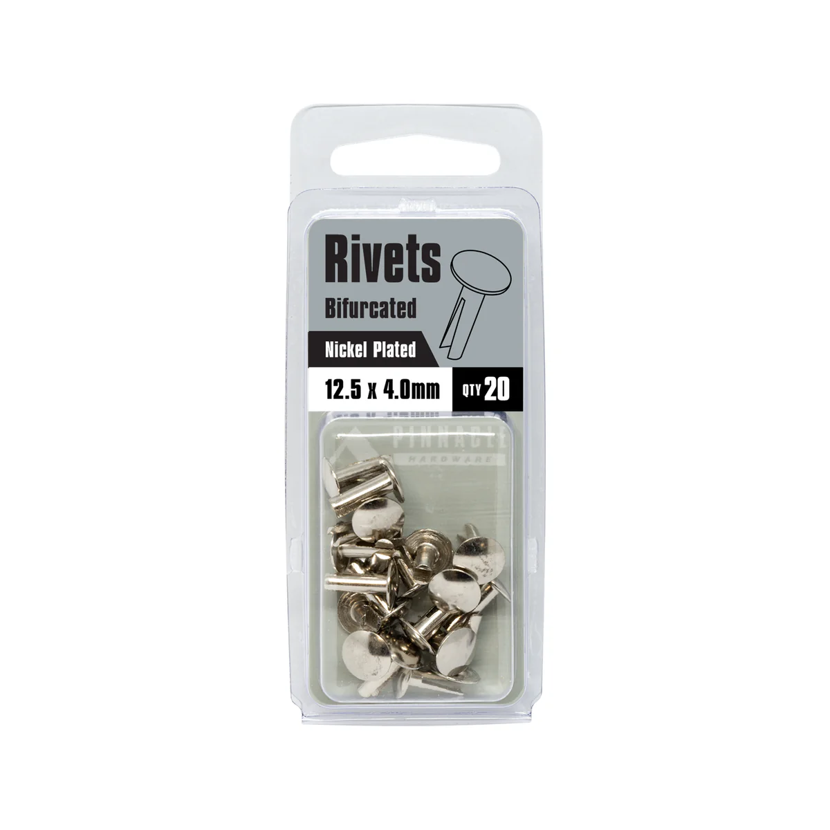 Pinnacle Bifurcated Rivets - 12.5mm x 4mm - Nickel Plated - 20 Pack - Image 2