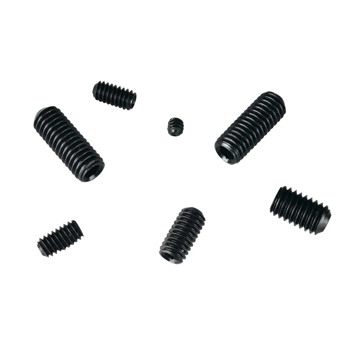 Pinnacle Grub Screw Set - 3/16" to 3/8" - Metal - Black Finish - 16 Pack