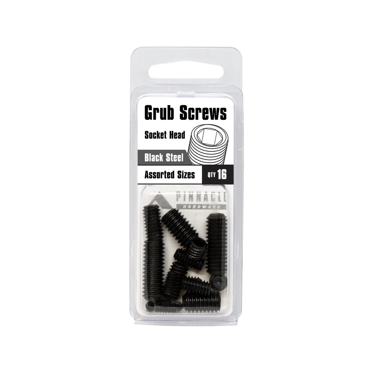 Pinnacle Grub Screw Set - 3/16" to 3/8" - Metal - Black Finish - 16 Pack - Image 2