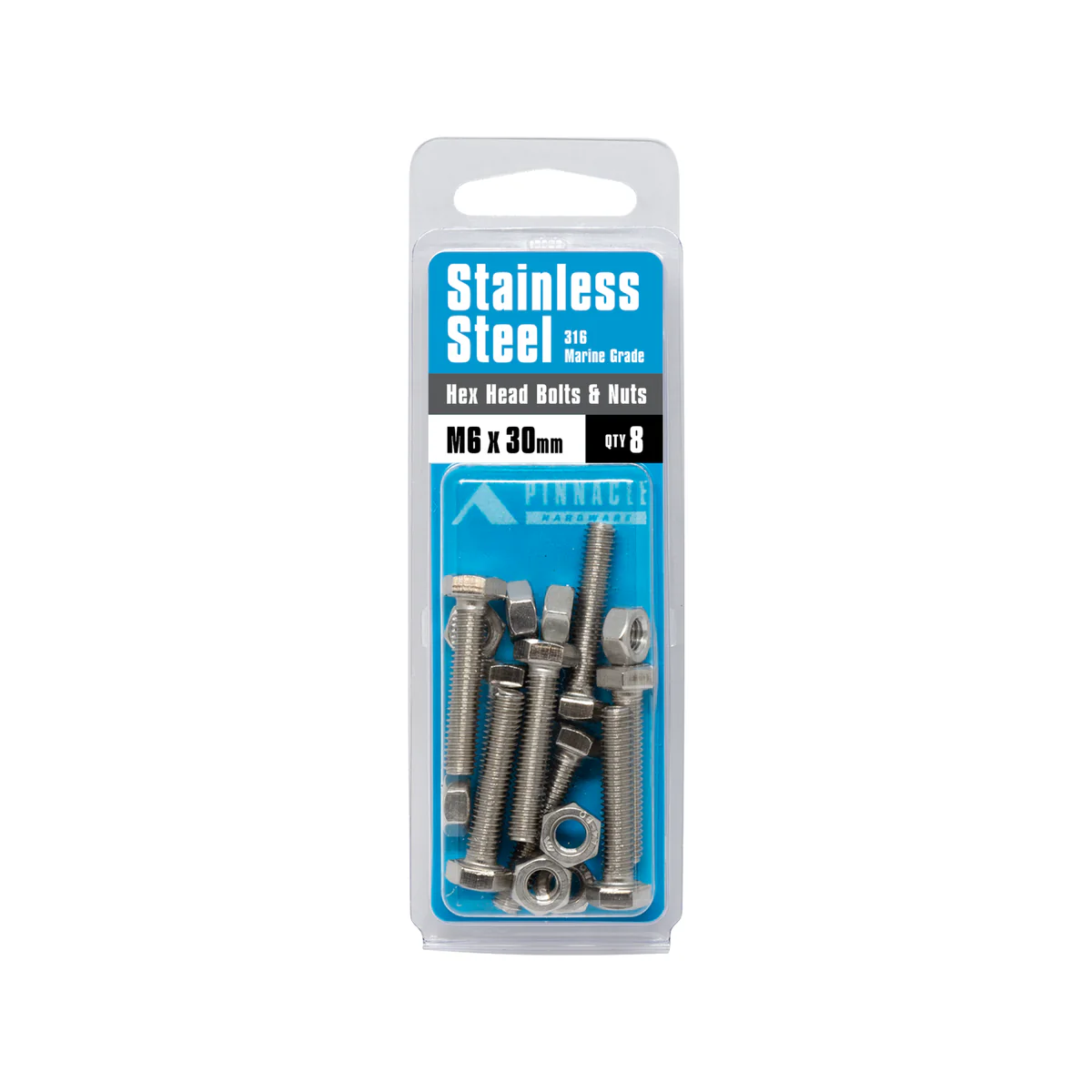 Pinnacle Hex Head Bolts - M6 x 30mm - Stainless Steel - 8 Pack - Image 3