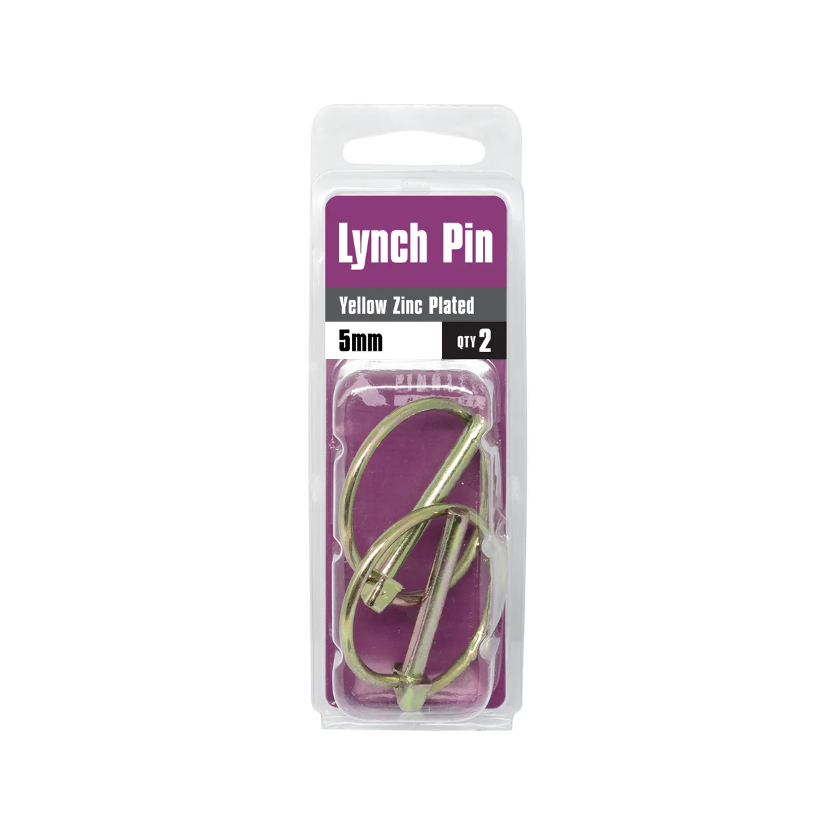 Pinnacle Lynch Pin - 5mm - Metal - Yellow Zinc Plated - 2 Pack - Image 2