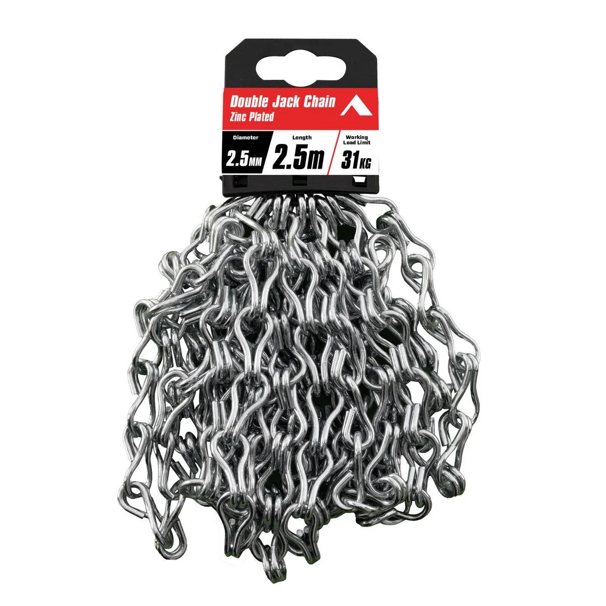 Pinnacle Zinc Plated Double Jack Chain 5mm x 2.5m - 31kg Load Rating
