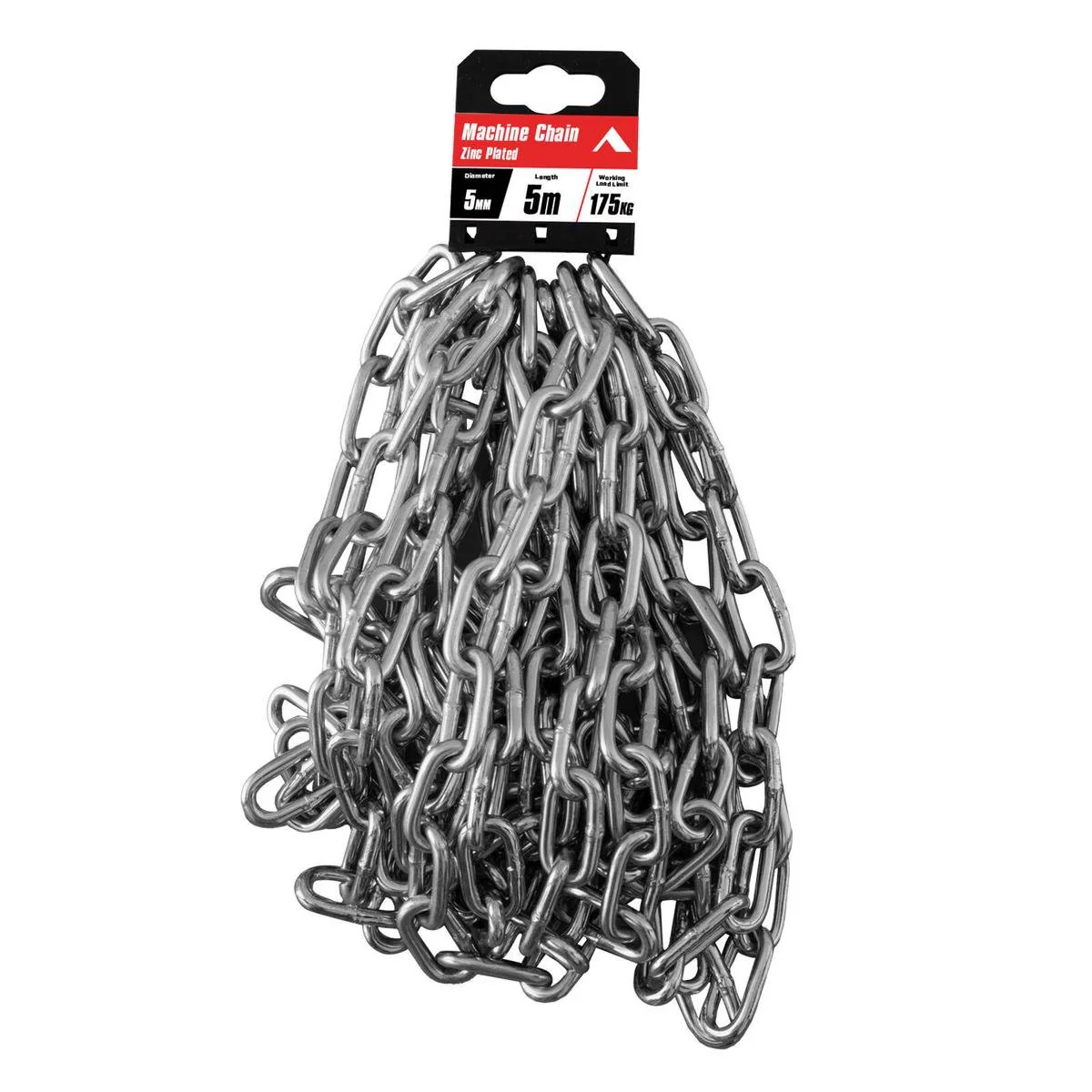 Pinnacle Zinc Plated Machine Chain 5mm x 5m - 175kg Load Rating - Durable