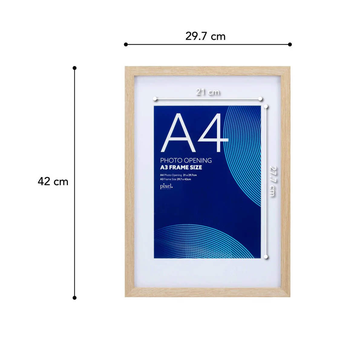 Pixel Natural A3 Mat to A4 Poster Frame - 1 Pack - 323mm x 446mm - Lightweight - Image 3