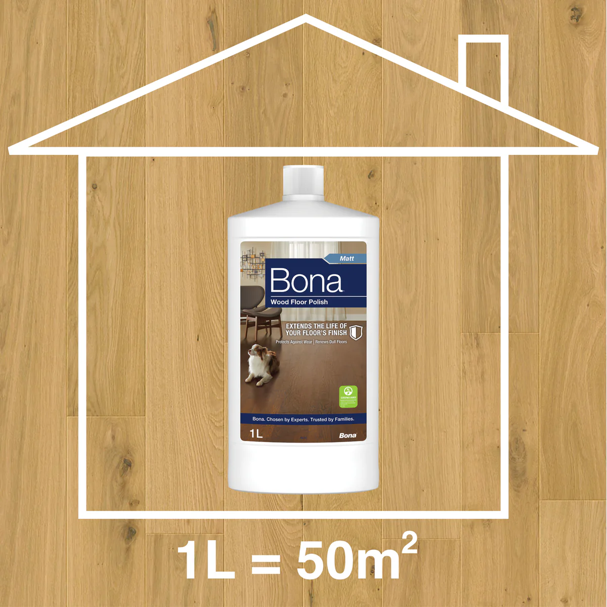 Pollish Wood Floor Bona 1L Matt - Wood Floor Polish - Low Gloss Finish - 1L - Image 2