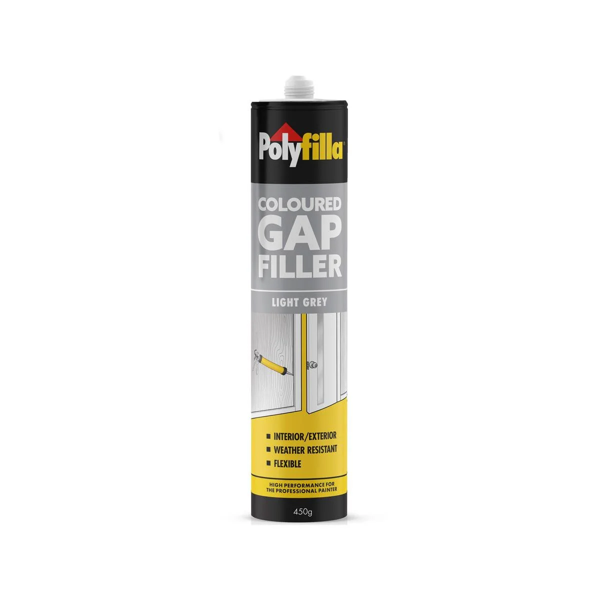 Poly 450g Light Grey Coloured Caulk Gap Filler - 450g - Light Grey - Acrylic - Weather Resistant