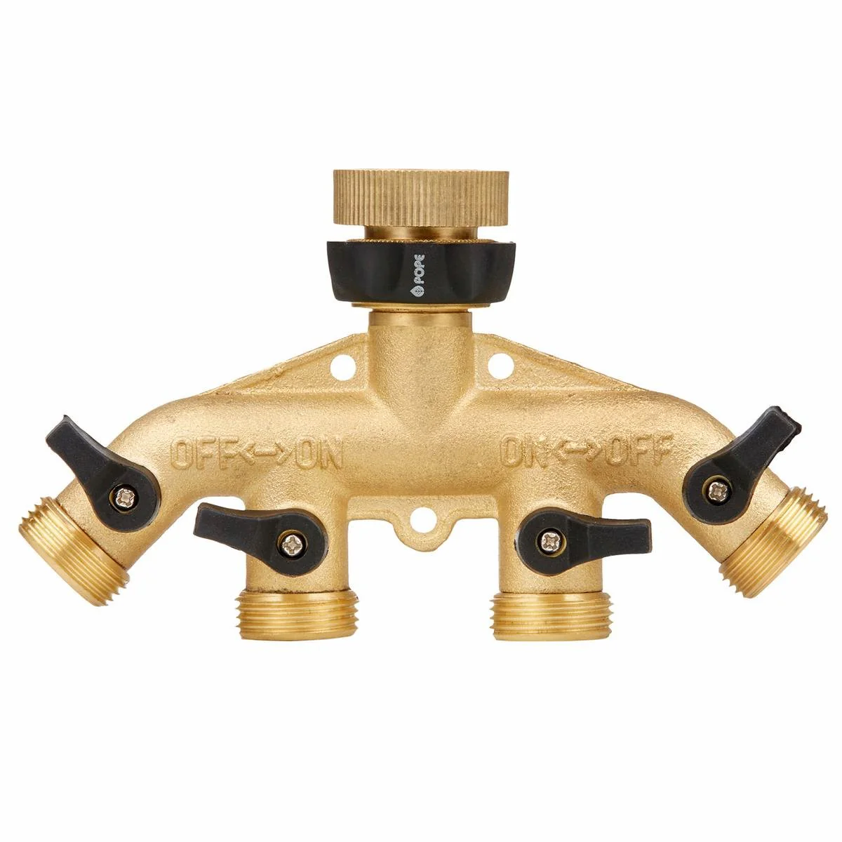 Pope 4 Way Brass Tap Adaptor - 20mm BSP - Durable - Easy Operation
