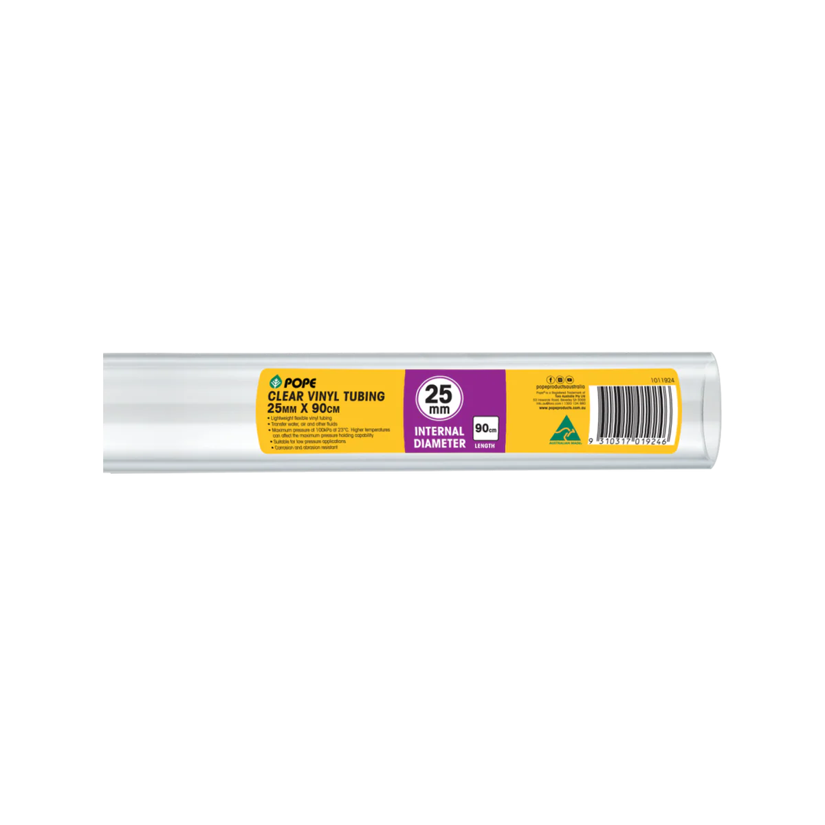 Pope Clear Vinyl Tubing - 25mm x 90cm - Flexible Hose for Liquid Transfer