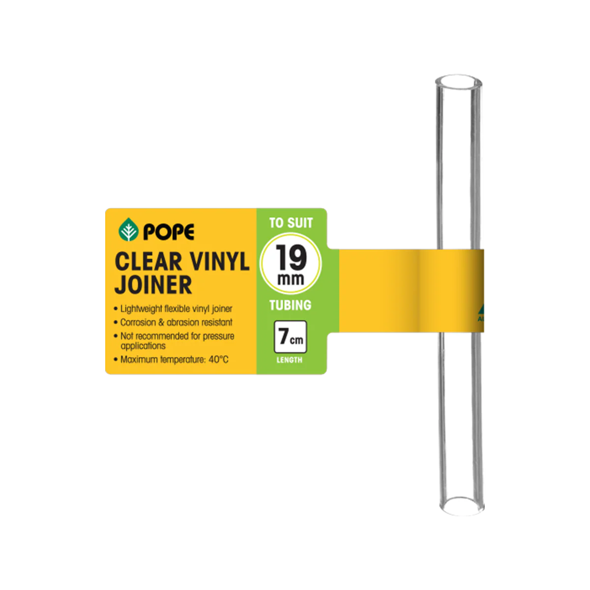 Pope Clear Vinyl Tubing Joiner - 19mm x 7cm - Lightweight - Flexible