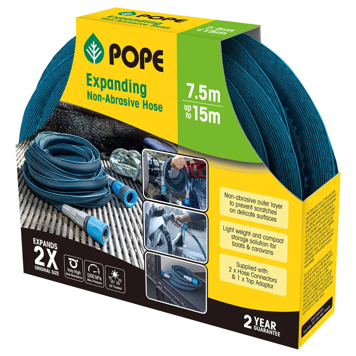 Pope Expanding Non Abrasive Hose - 7.5m to 15m - Lightweight & Durable