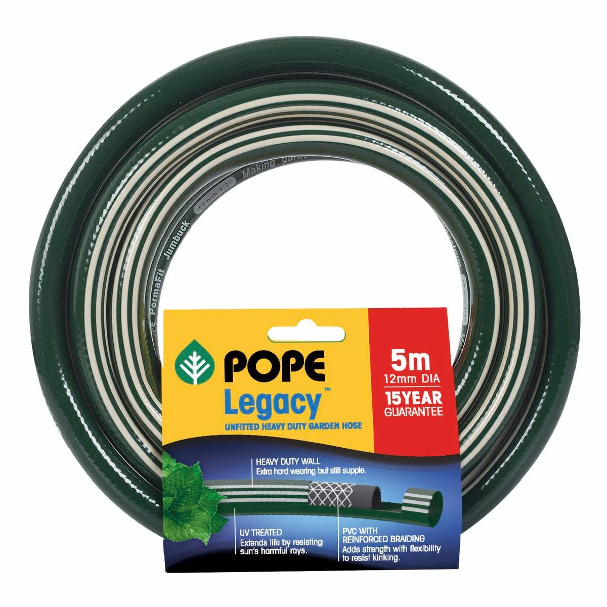 Pope Legacy Garden Hose - 12mm x 5m - PVC - Heavy Duty